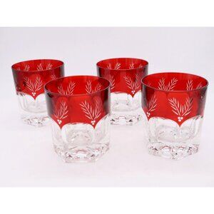 Lenox Winter Greetings Ruby Red Double Old Fashioned Set of 4 Vintage Retired